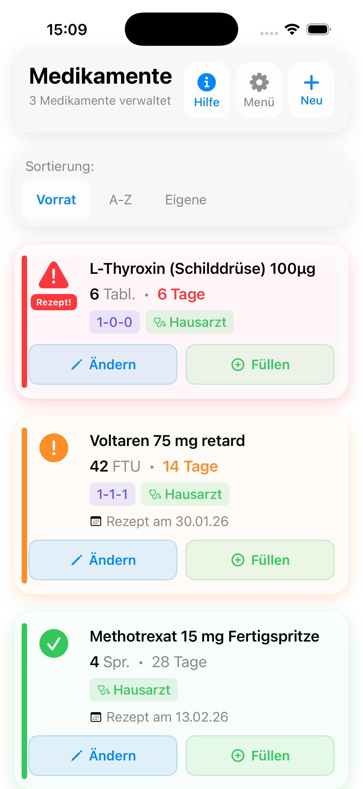 MediVorrat App Screenshot